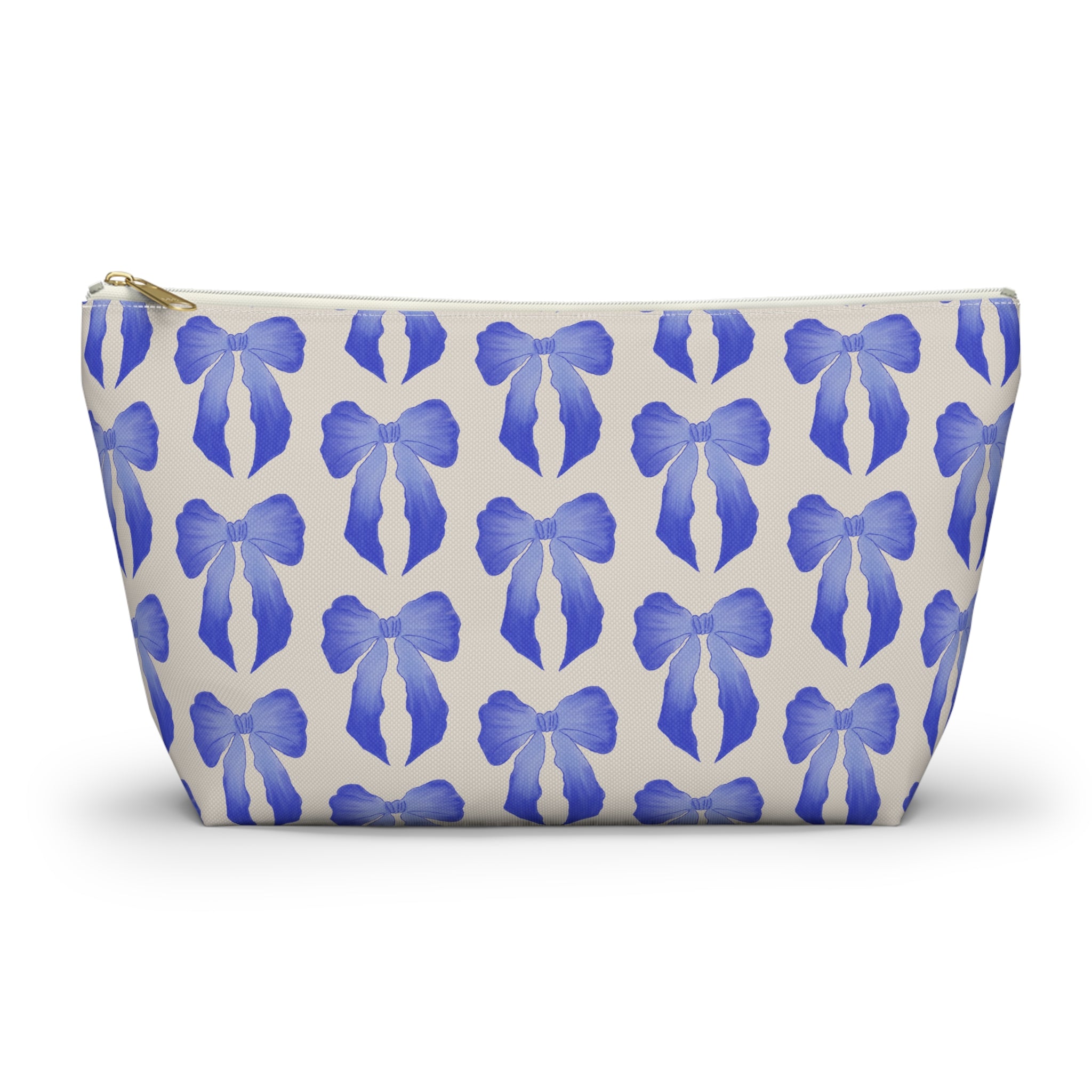 Blue Watercolor Bow Accessory Pouch