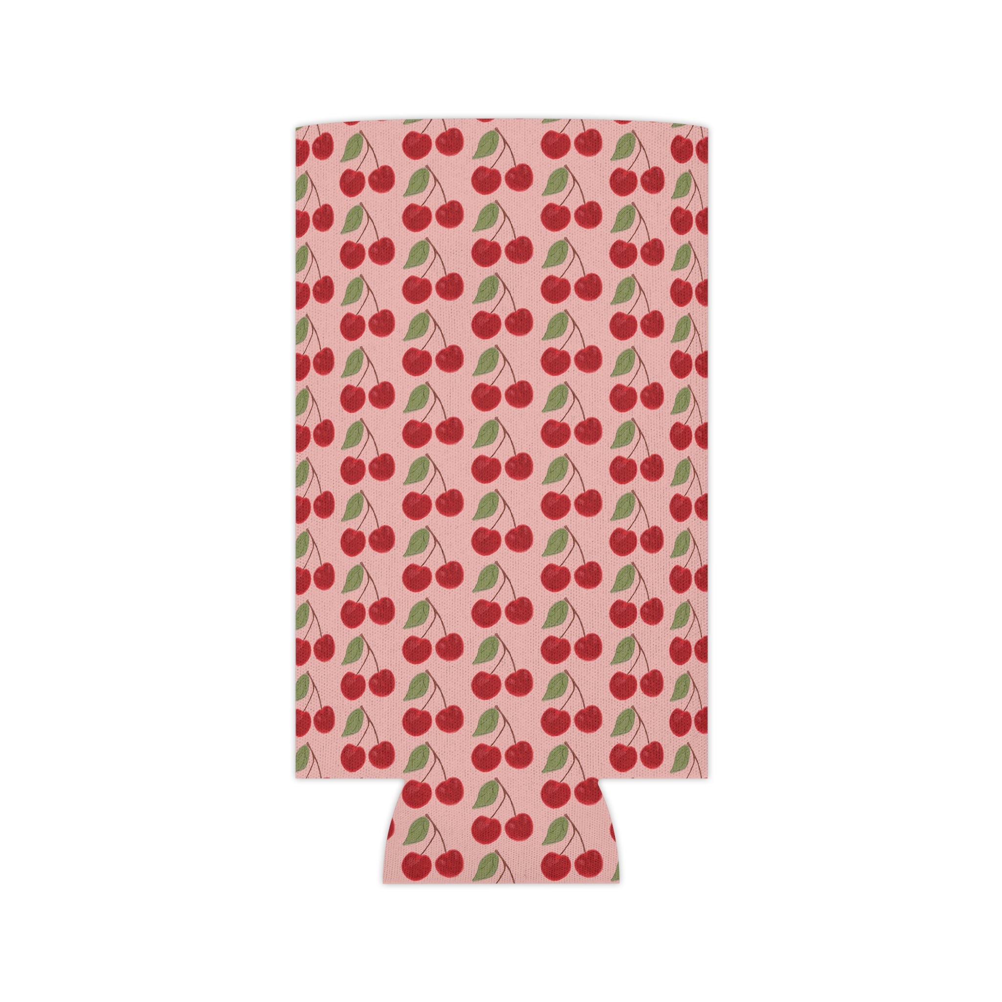 Cherry Pattern Can Cooler — Retro Pink Cherry Drink Koozie