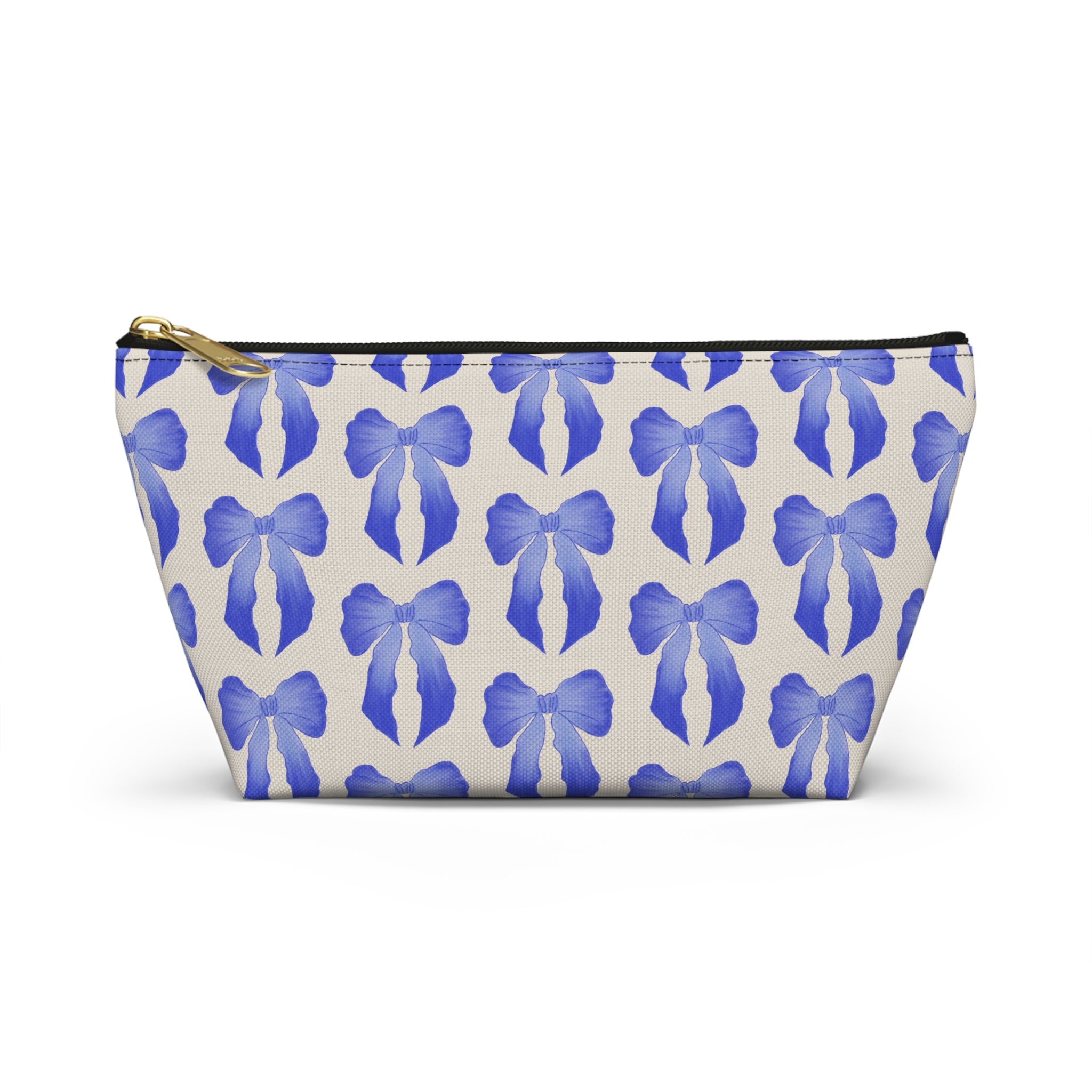 Blue Watercolor Bow Accessory Pouch