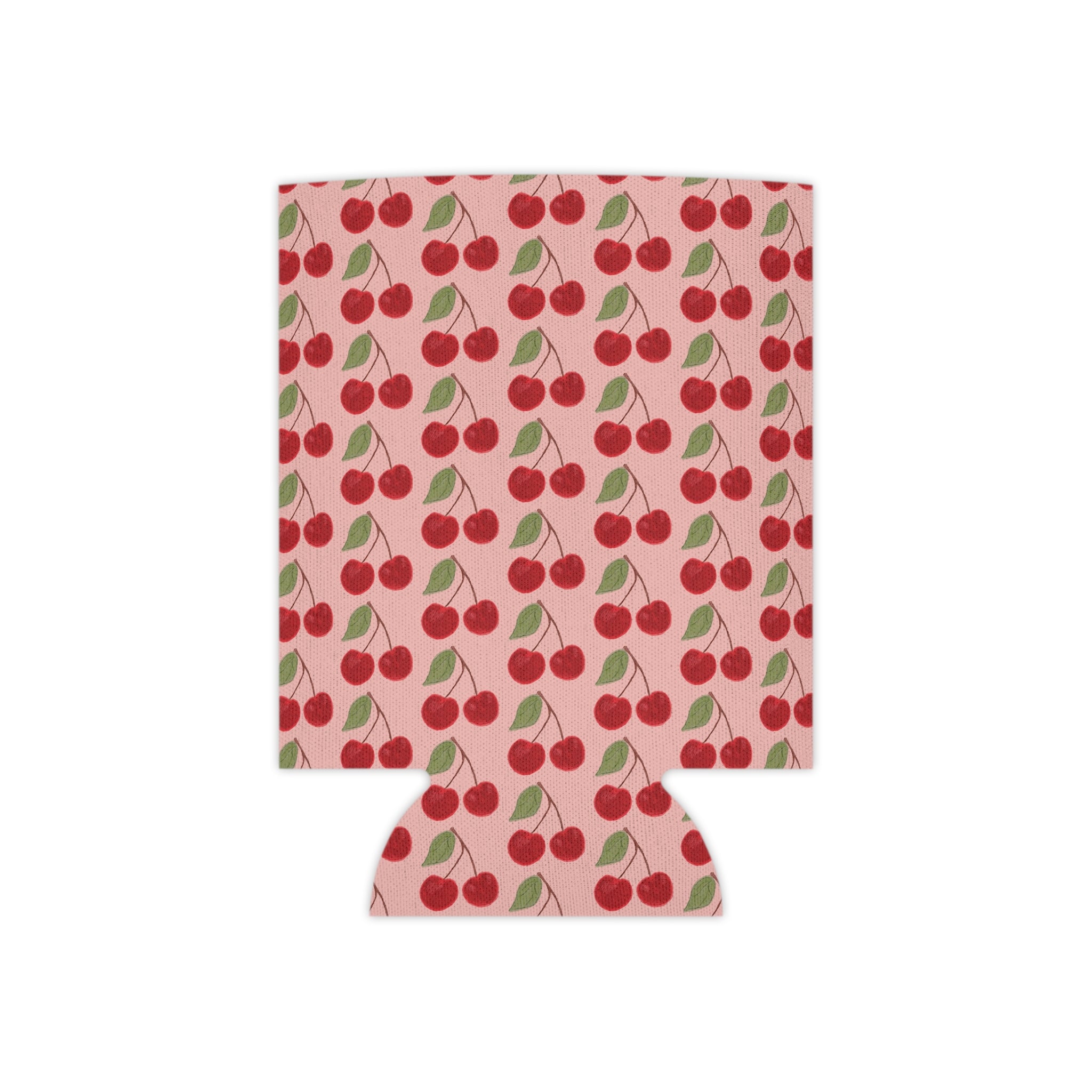 Cherry Pattern Can Cooler — Retro Pink Cherry Drink Koozie