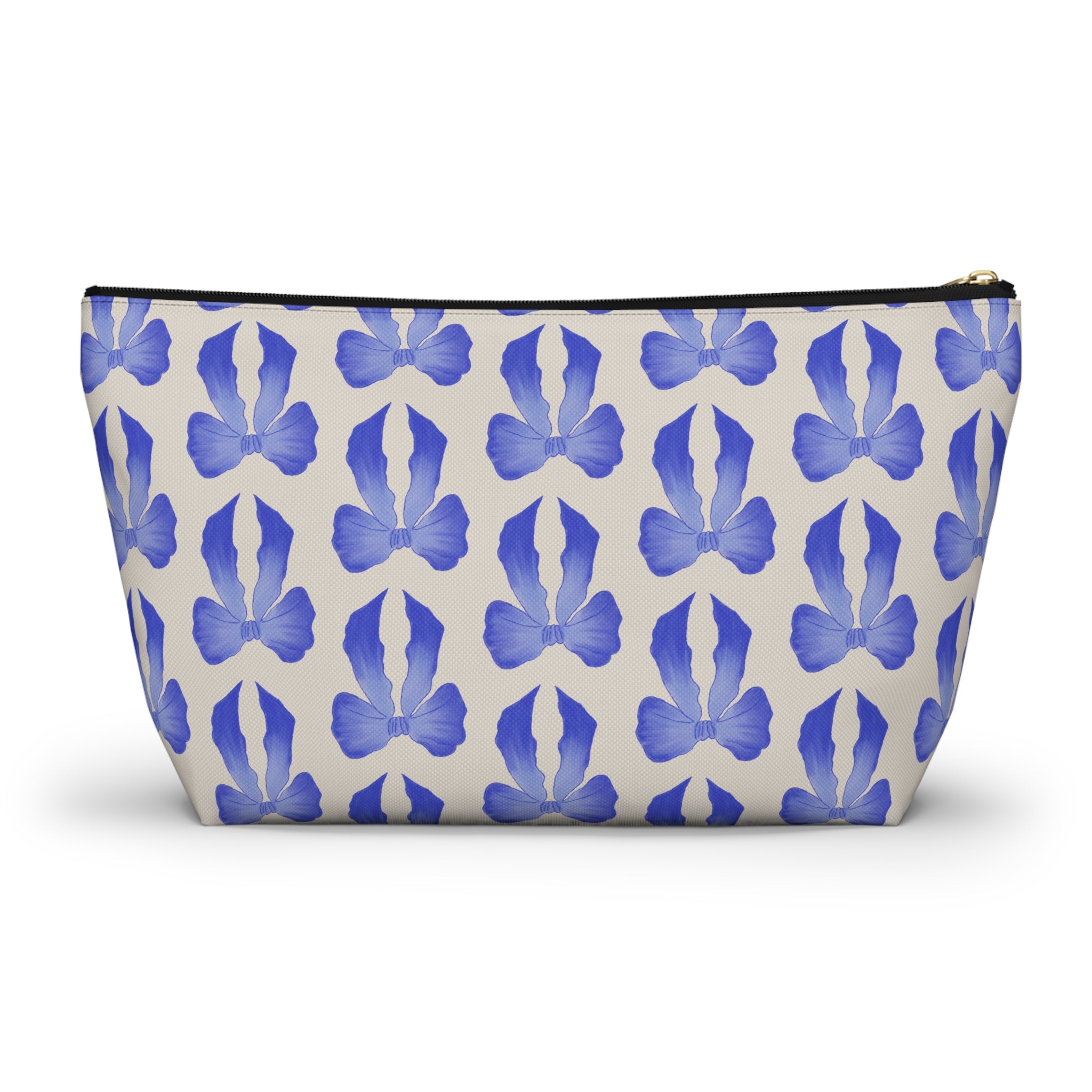 Blue Watercolor Bow Accessory Pouch
