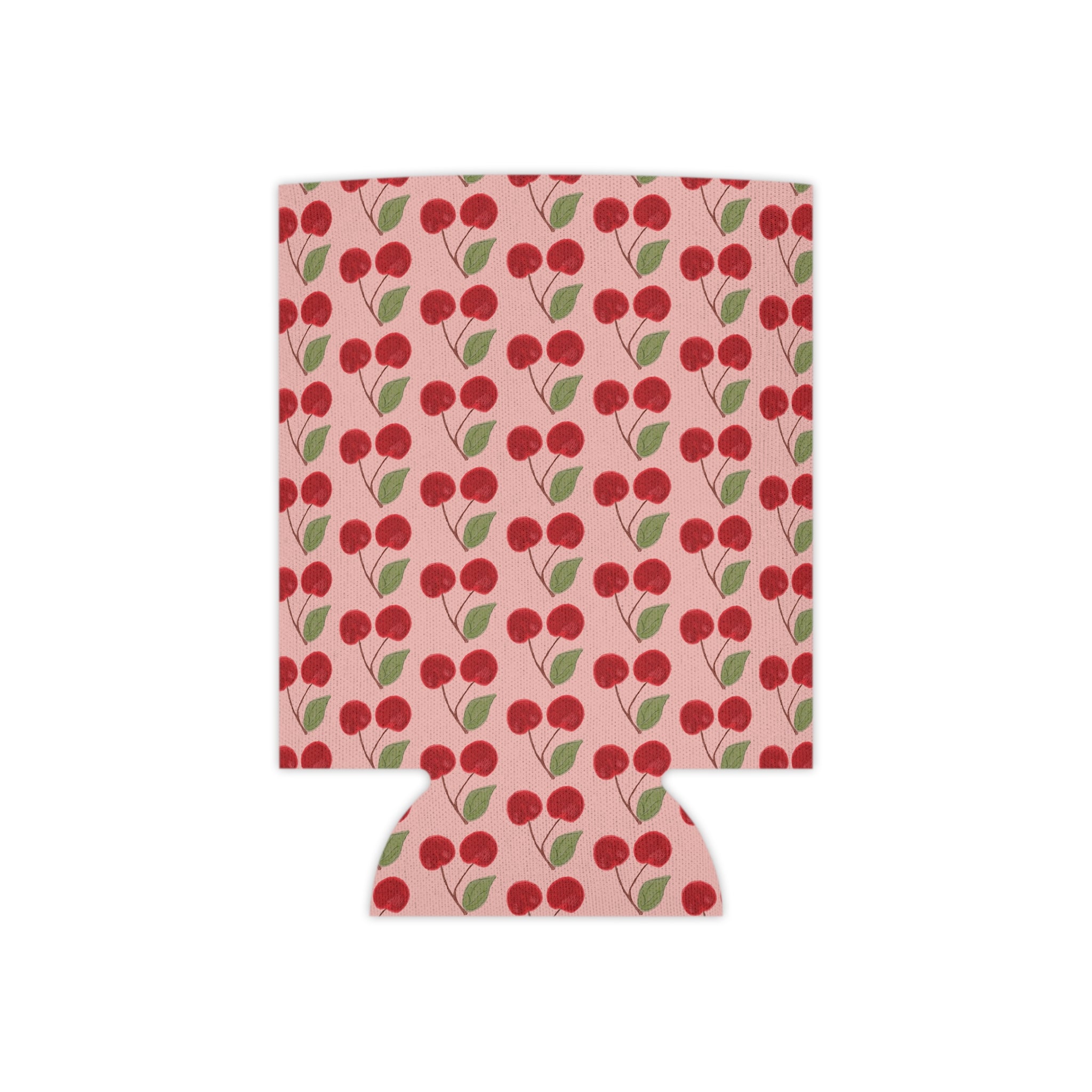 Cherry Pattern Can Cooler — Retro Pink Cherry Drink Koozie