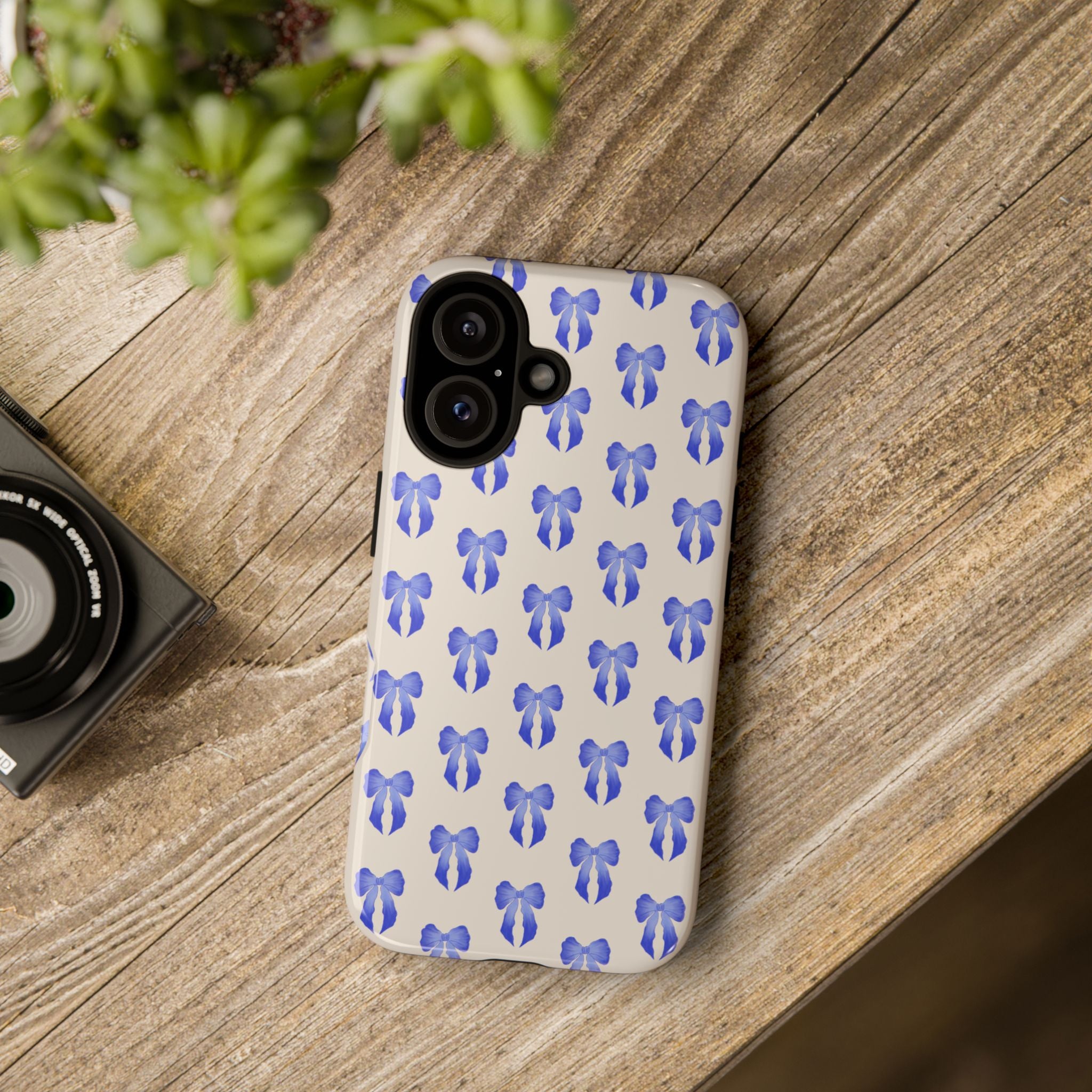 Blue Watercolor Bow Pattern Tough Phone Case