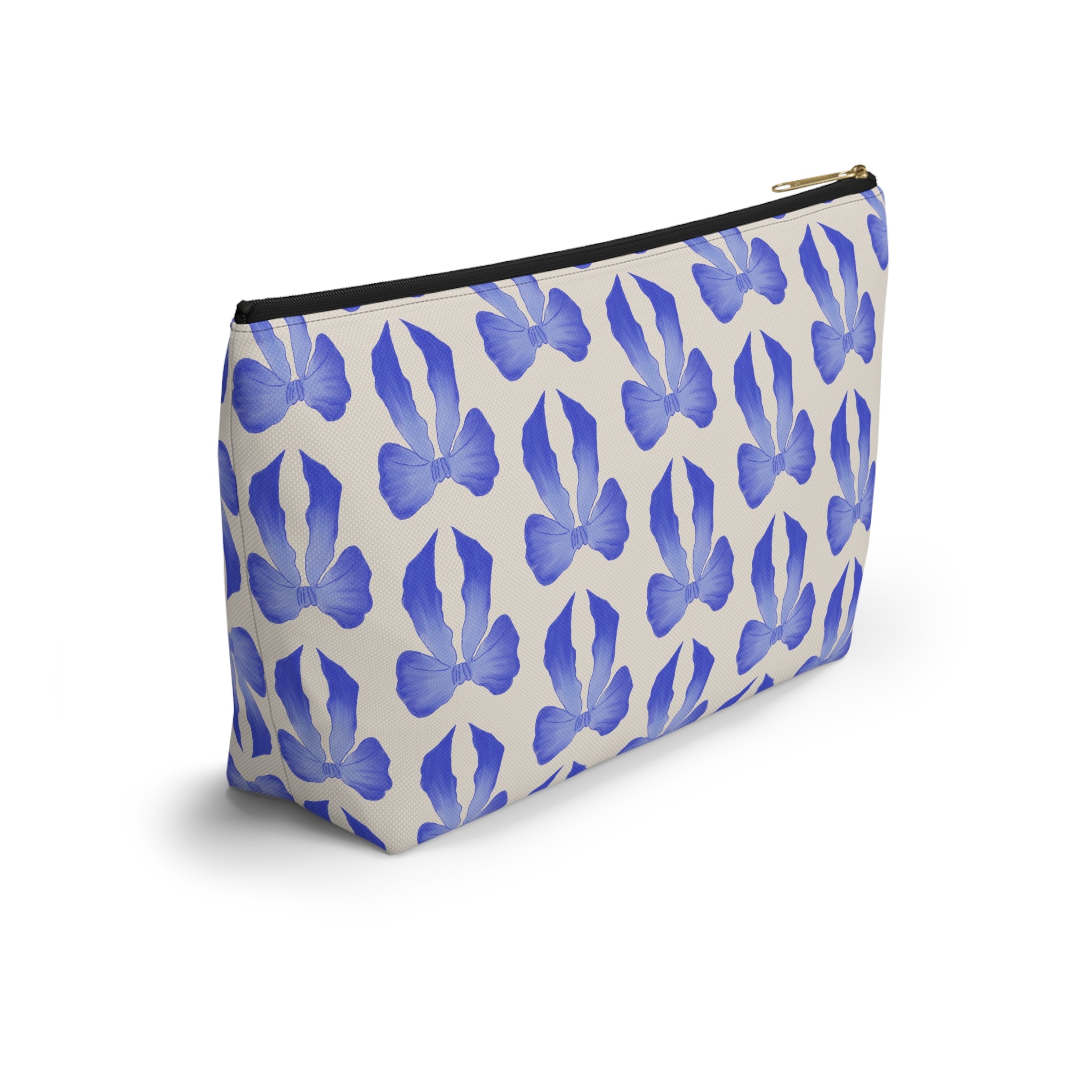 Blue Watercolor Bow Accessory Pouch