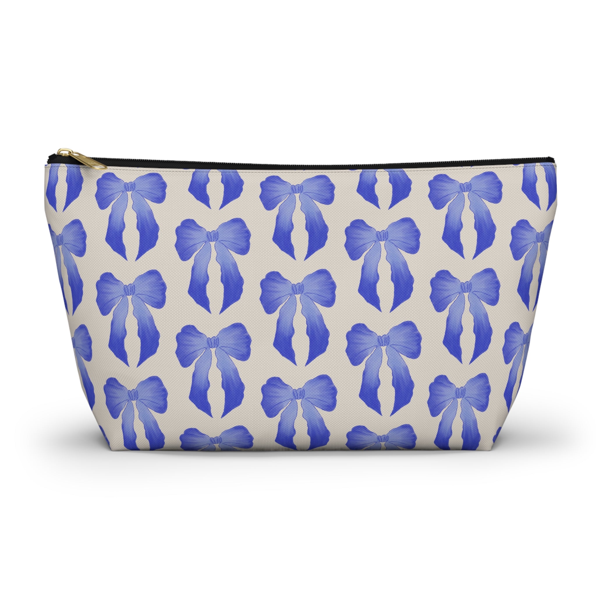 Blue Watercolor Bow Accessory Pouch