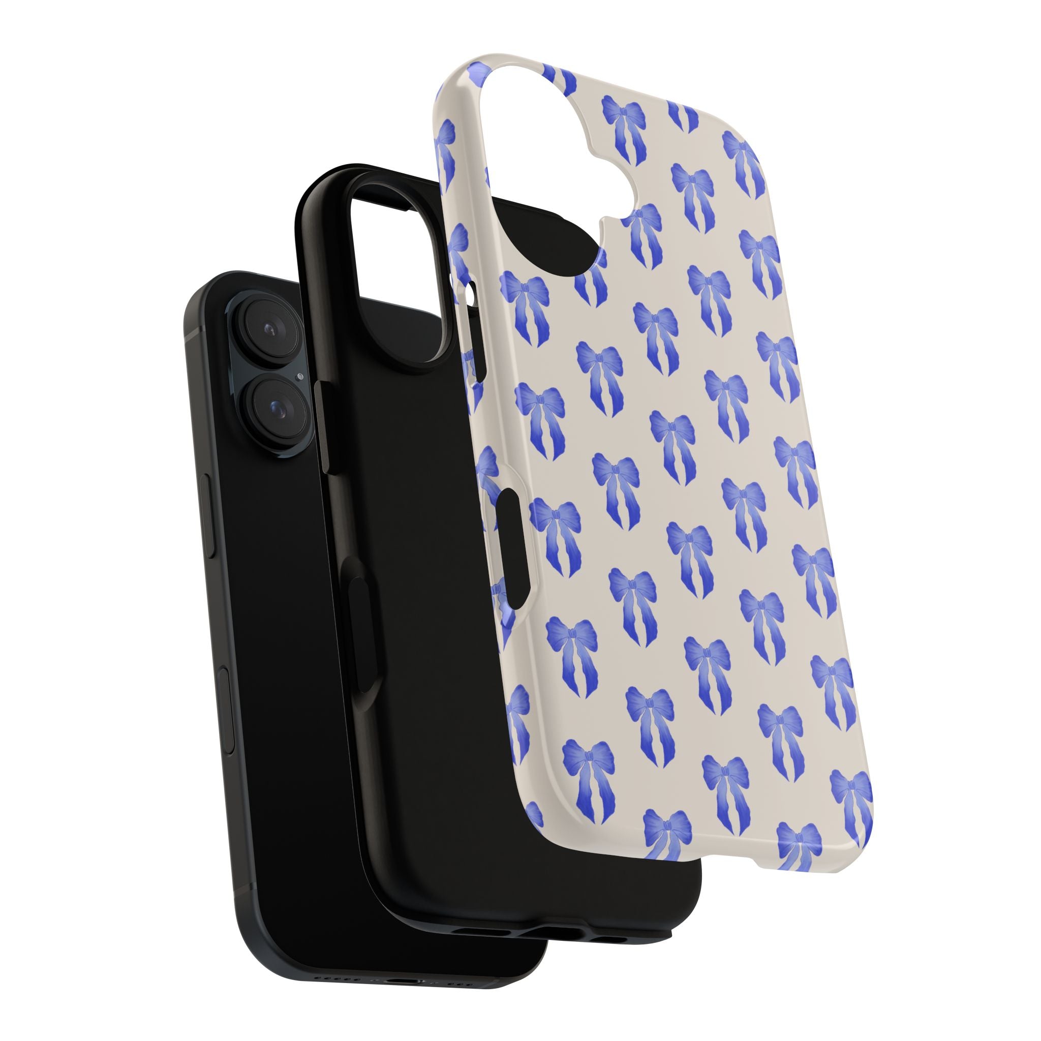 Blue Watercolor Bow Pattern Tough Phone Case