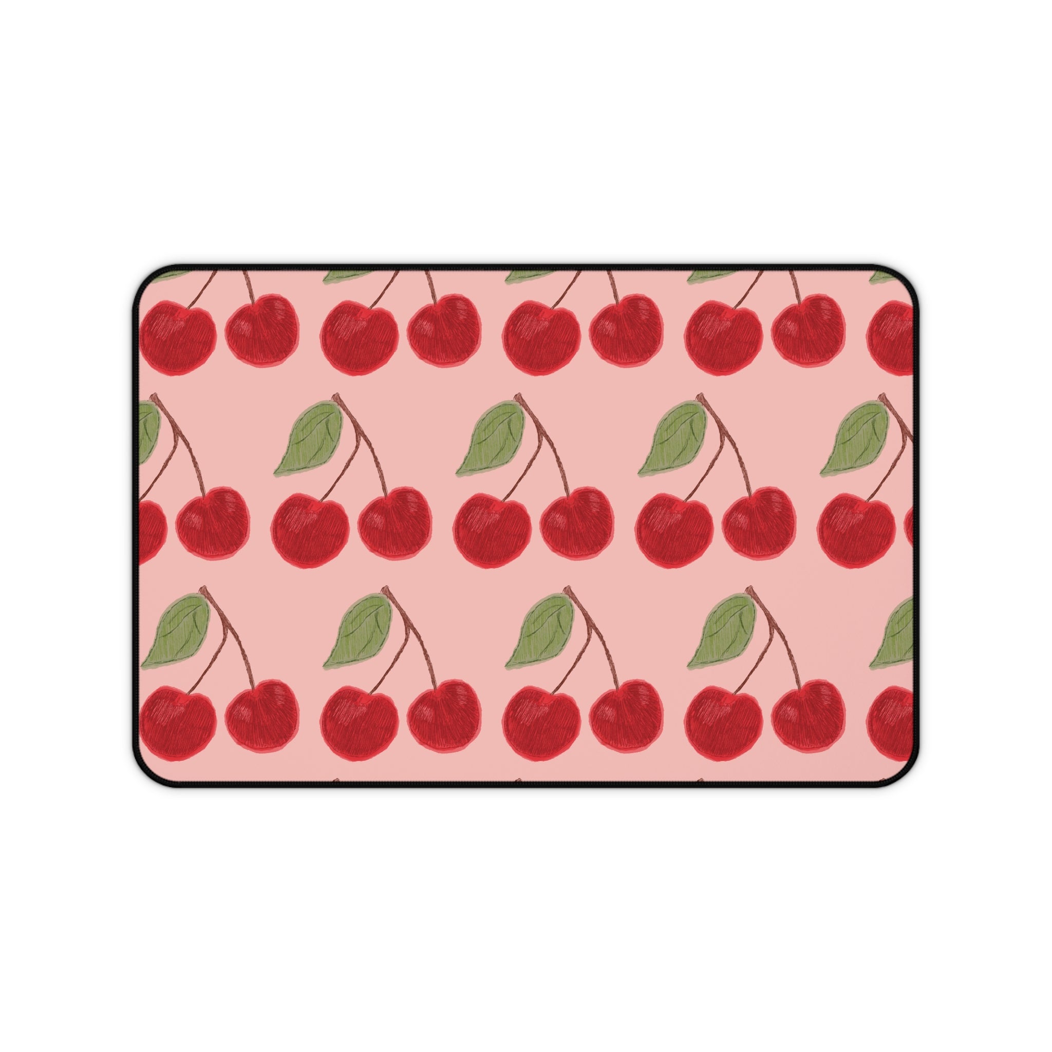 Cherry Pattern Desk Mat — Cute Pink Cherry Mouse Pad for Desk Décor