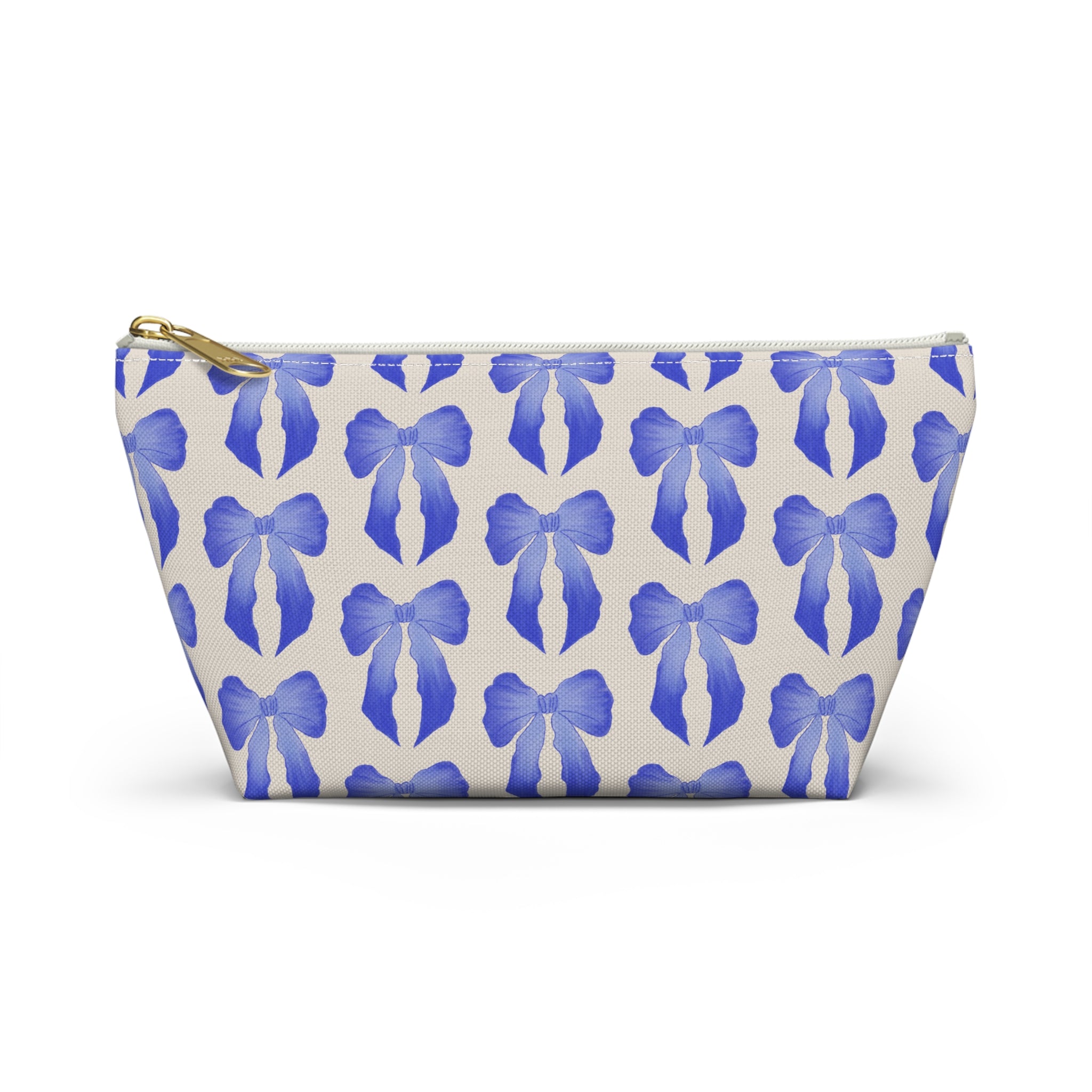 Blue Watercolor Bow Accessory Pouch