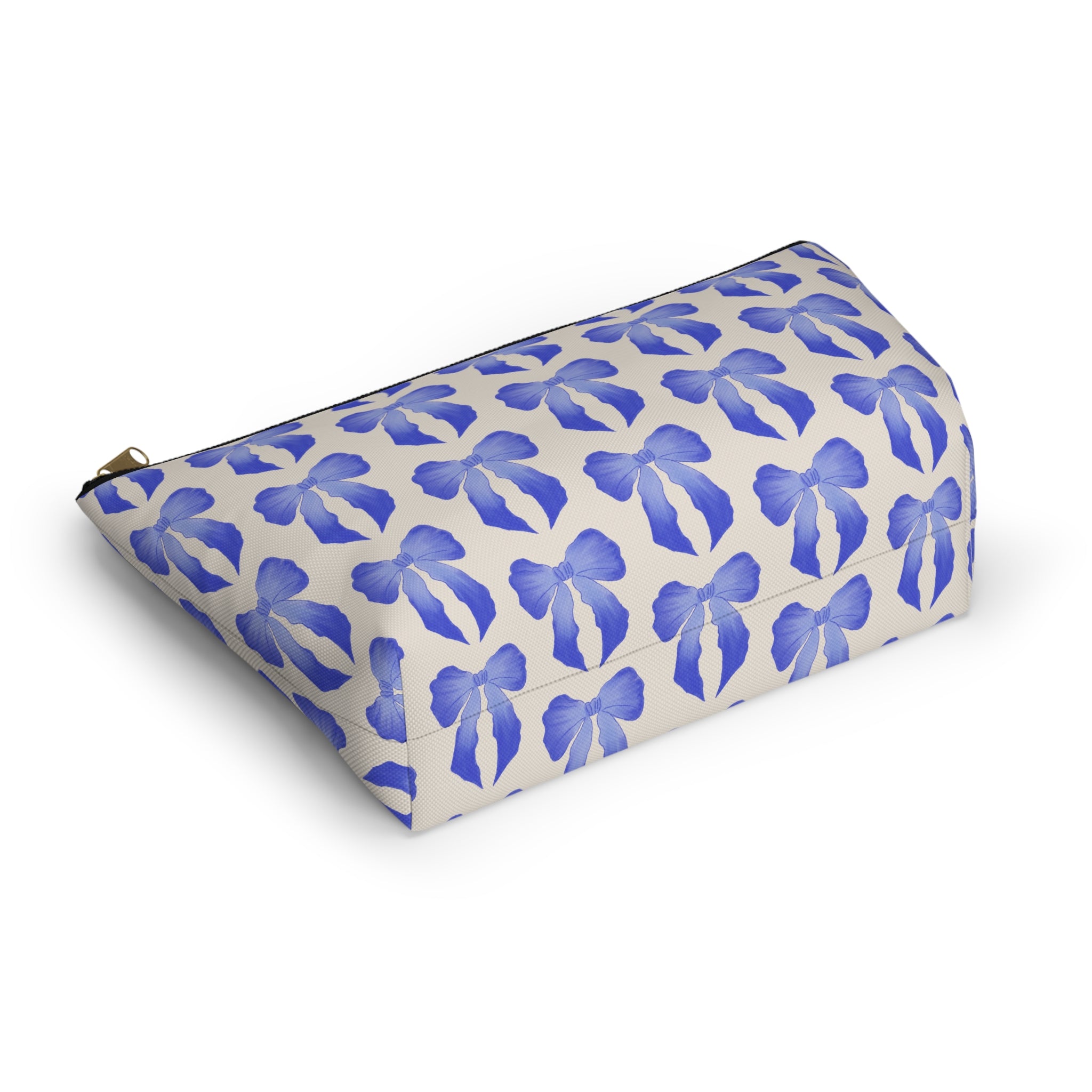 Blue Watercolor Bow Accessory Pouch